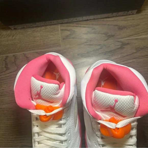 Nike White and Pink Air Jordan 5 Sneakers 6.5Y - Picture 9 of 11